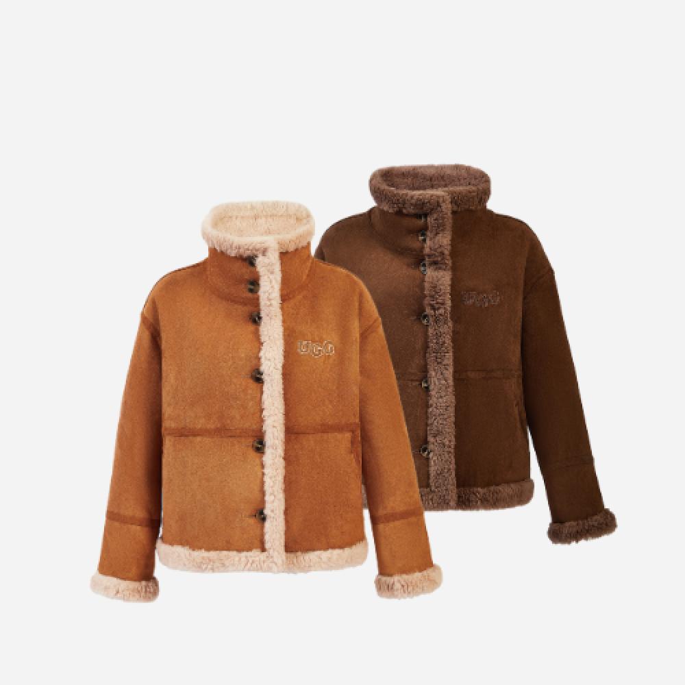 오즈라나 로고 퍼트리밍 리버서블 시어링 코트